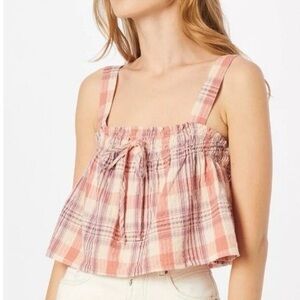 NWT American Eagle Pink Plaid Crop Top Size L
Cotton Linen Blend